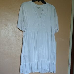 Lucky Brand Embroidery White Dress With Pockets Size L